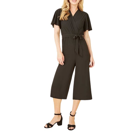 Mela London - Jumpsuit für Damen, V-Ausschnitt, Engelsärmel (Schwarz) - Image 4