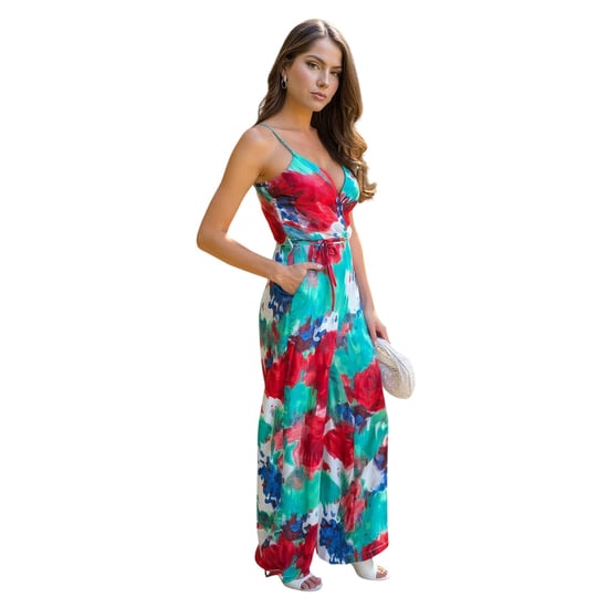 AX Paris - Jumpsuit für Damen, Bindegürtel, Spaghetti-Träger (Bunt) - Image 3