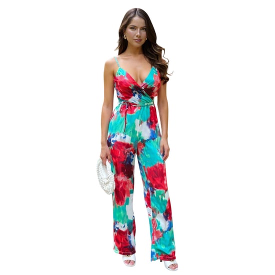 AX Paris - Jumpsuit für Damen, Bindegürtel, Spaghetti-Träger (Bunt) - Image 4