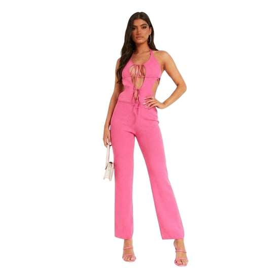 Missy Empire - Jumpsuit für Damen, Vorne gebunden, Jerseyware (Pink) - Image 1