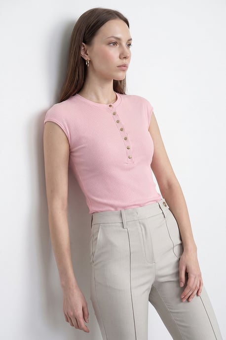 Figurbetontes Baumwoll-Jersey Rundhals-T-Shirt - Image 3