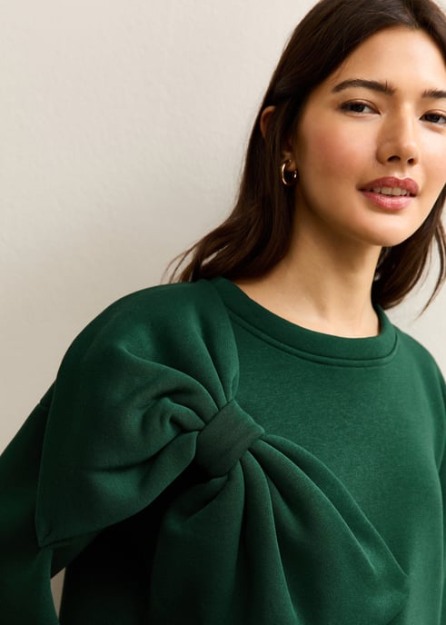 Oversize-Pullover in Khaki mit aufgenähtem Schleifen-Patch - Image 2