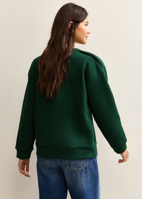 Oversize-Pullover in Khaki mit aufgenähtem Schleifen-Patch - Image 4