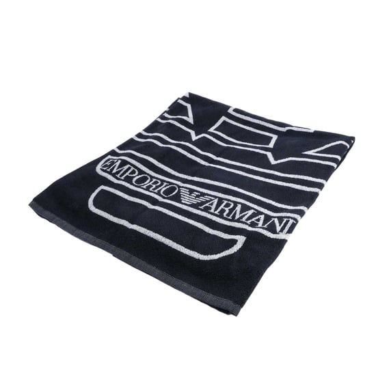 Emporio Armani EA7 - Badetuch, gewebter Stoff, Großes Logo (Marine) - Image 1