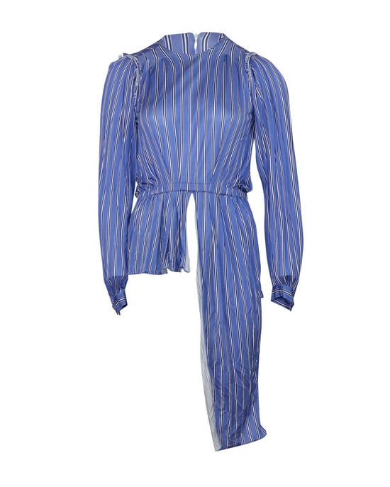 Balenciaga Bluse mit asymmetrischen Streifen aus blauer Viskose - Image 1