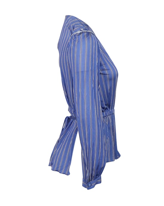 Balenciaga Bluse mit asymmetrischen Streifen aus blauer Viskose - Image 2