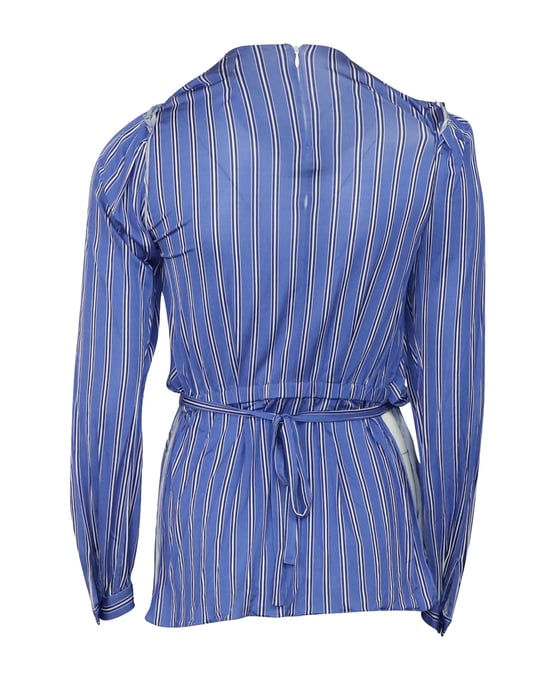 Balenciaga Bluse mit asymmetrischen Streifen aus blauer Viskose - Image 3