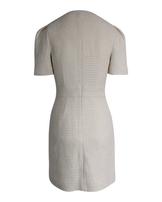 Maje Rillio Minikleid aus Bouclé-Tweed mit Knopfleiste in Creme-Baumwolle - Image 4