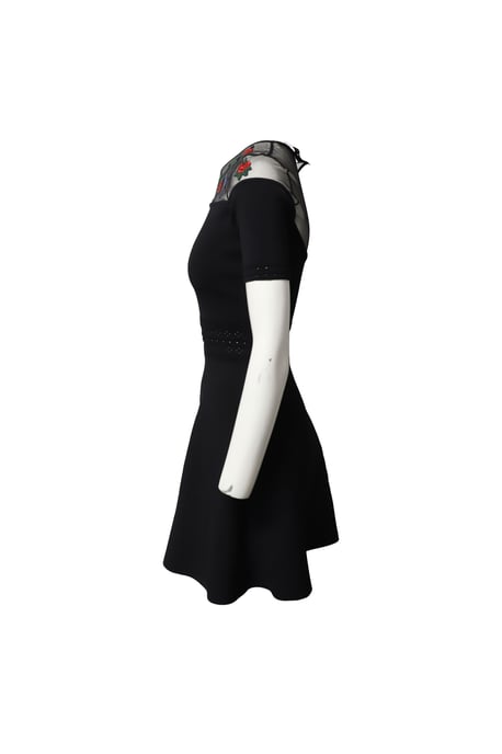 Sandro Paris Minikleid mit Rosenapplikationen aus schwarzer Viskose - Image 2