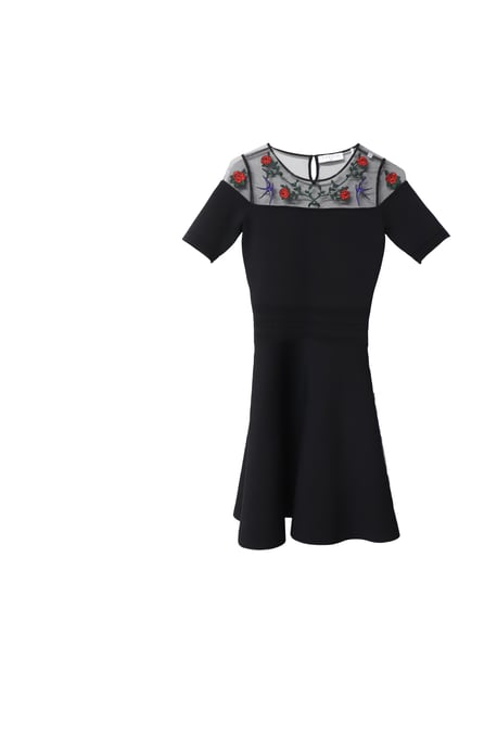 Sandro Paris Minikleid mit Rosenapplikationen aus schwarzer Viskose - Image 4