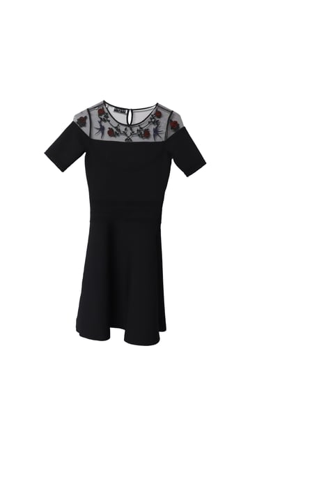 Sandro Paris Minikleid mit Rosenapplikationen aus schwarzer Viskose - Image 5