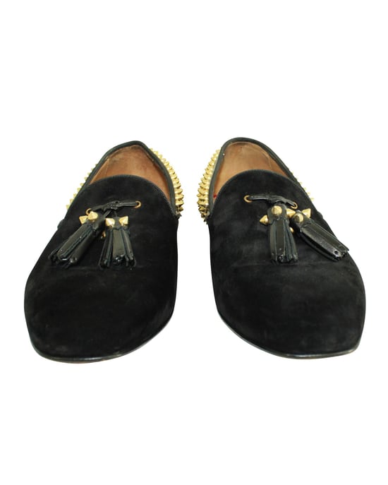 Schwarze Wildleder-Loafer mit goldenen Nieten - Image 3
