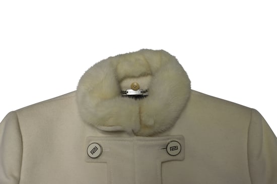 Versace-Mantel mit Pelzkragen aus weißer Baumwolle - Image 6