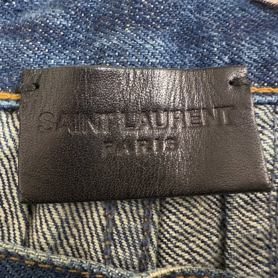 Saint Laurent Ripped Slim-Fit Jeans aus blauem Baumwoll-Denim - Image 4