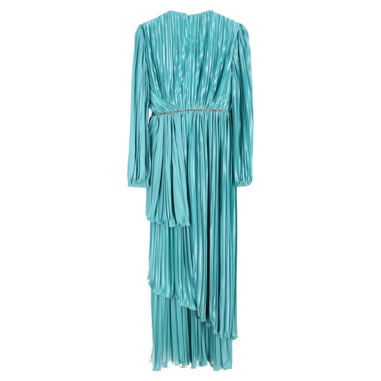 Gucci-Kleid aus blauer Seide, verziert mit Kristallen, drapiert und plissiert. - Image 1