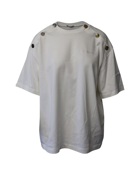 Alexander McQueen T-Shirt mit Knopfverzierungen aus weißer Baumwolle - Image 2