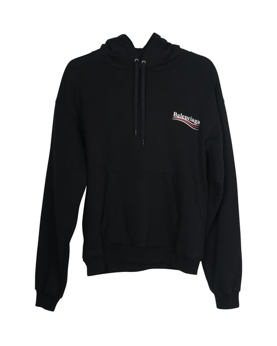 Balenciaga Hoodie für politische Kampagnen aus schwarzer Baumwolle - Image 1