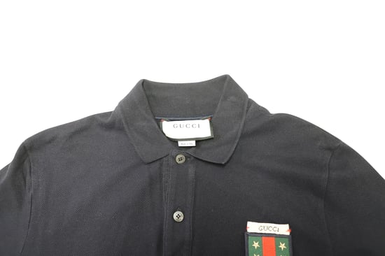Gucci Poloshirt mit Web Crest Logo aus schwarzer Baumwolle - Image 3