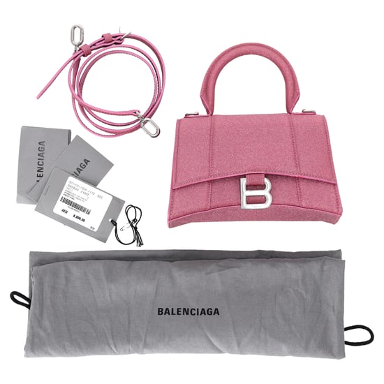 Balenciaga Hourglass XS Henkeltasche in Pink Glitter - Image 6