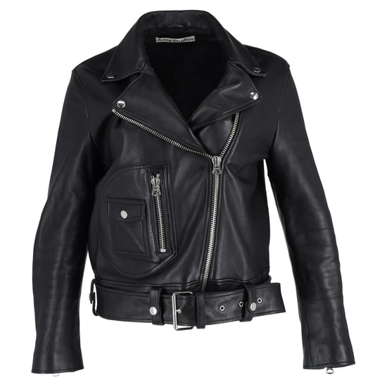 Acne Studios Bikerjacke mit Reißverschluss aus schwarzem Leder - Image 3