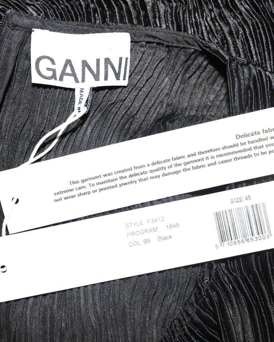 Ganni Plisseekleid mit Gürtel aus schwarzer Viskose - Image 3
