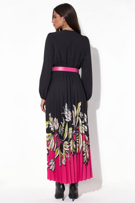 Blumiges Midi-Kleid mit Gürtel - Image 3
