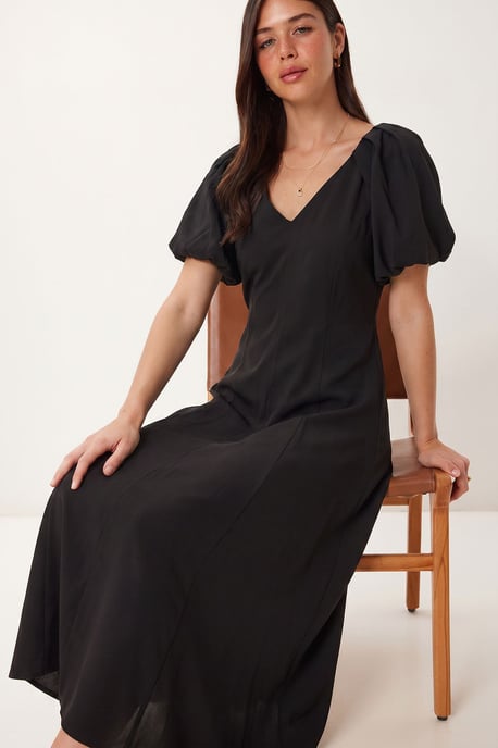 Damen A-Linien Midi Kleid mit V-Ausschnitt - Image 3