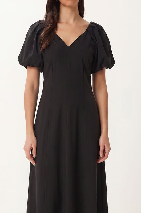 Damen A-Linien Midi Kleid mit V-Ausschnitt - Image 4