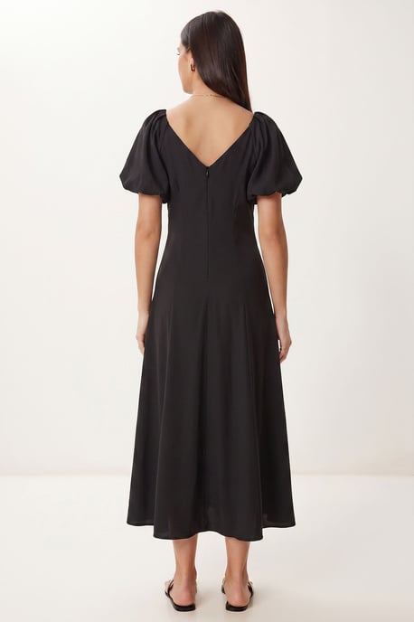 Damen A-Linien Midi Kleid mit V-Ausschnitt - Image 5
