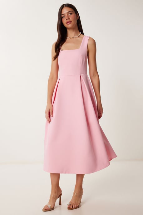 Kleid in A-Form mit Quadratkragen und Reißverschlussverschluss - Image 3