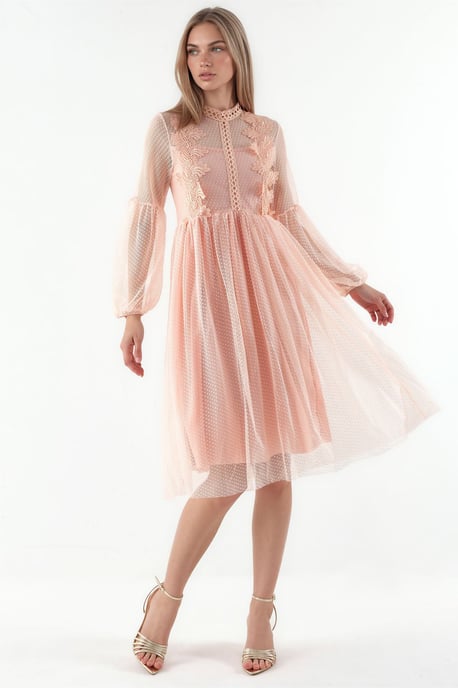 Spitzen A-Linien Midi Kleid - Image 1