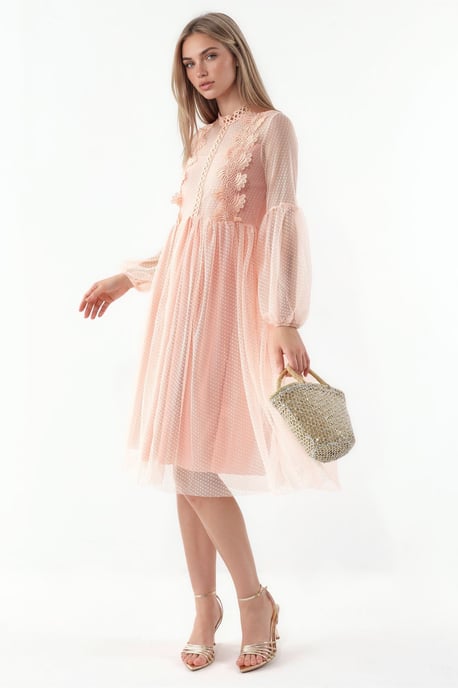 Spitzen A-Linien Midi Kleid - Image 2
