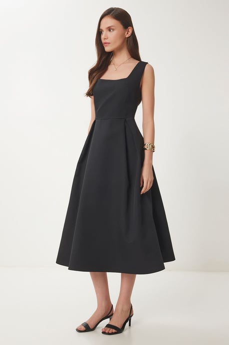 Kleid in A-Form mit Quadratkragen und Reißverschlussverschluss - Image 2