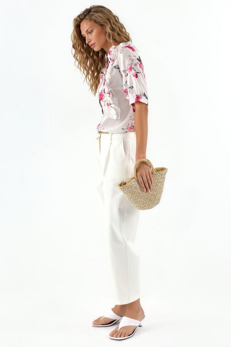 Bluse mit Blumenmuster und Kragen aus Popeline - Image 2