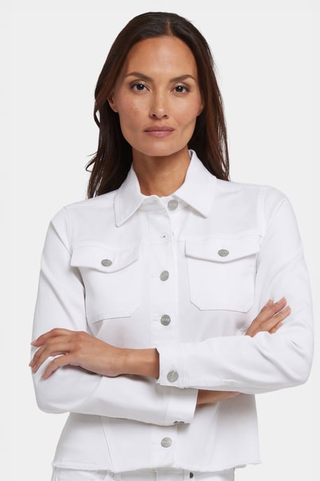 Jacke mit fransigem Saum aus Stretch-Twill - Image 1