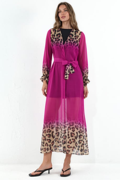 Bedruckter Maxi-Chiffon-Wickel mit Gürtel - Image 1