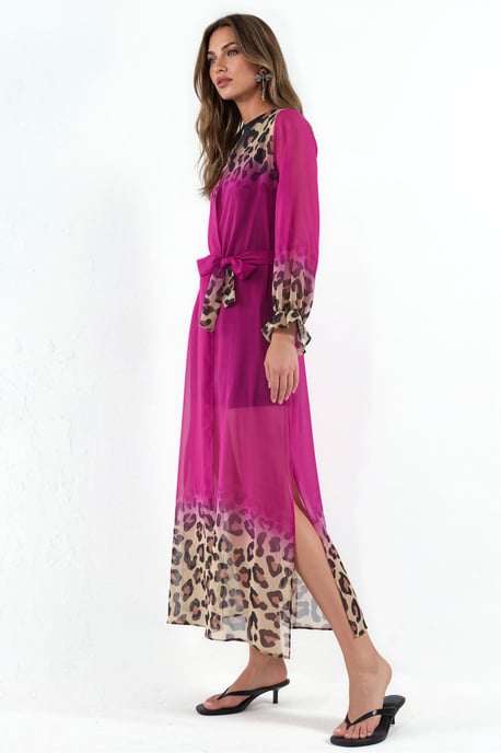 Bedruckter Maxi-Chiffon-Wickel mit Gürtel - Image 2