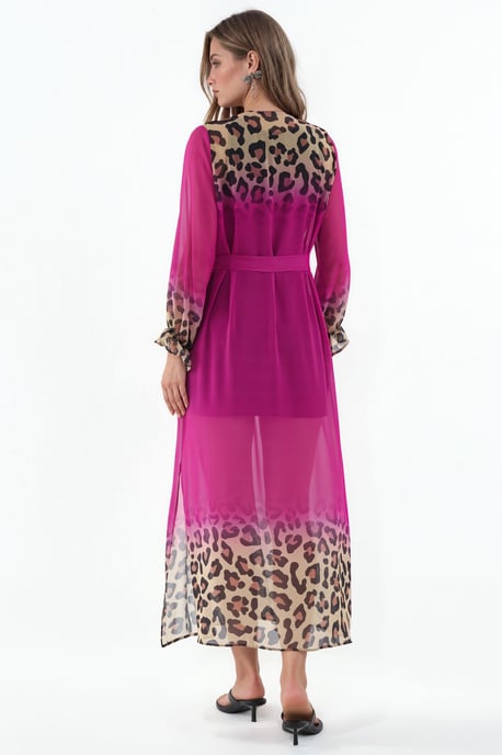 Bedruckter Maxi-Chiffon-Wickel mit Gürtel - Image 3