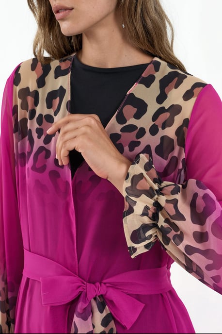 Bedruckter Maxi-Chiffon-Wickel mit Gürtel - Image 4