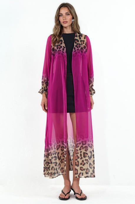 Bedruckter Maxi-Chiffon-Wickel mit Gürtel - Image 5