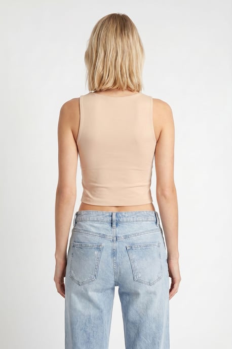 Schlankes Fit Crew Neck Cropped Top - Image 3