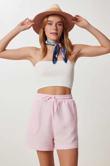 Hochtaillierte Weite Baumwollshorts - Image 1