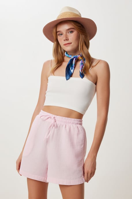 Hochtaillierte Weite Baumwollshorts - Image 2