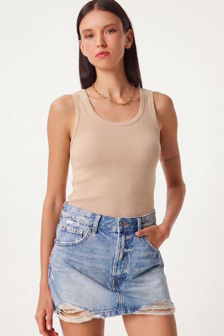 Fitted U-Hals Gestricktes 2er-Pack Tanktop - Image 3