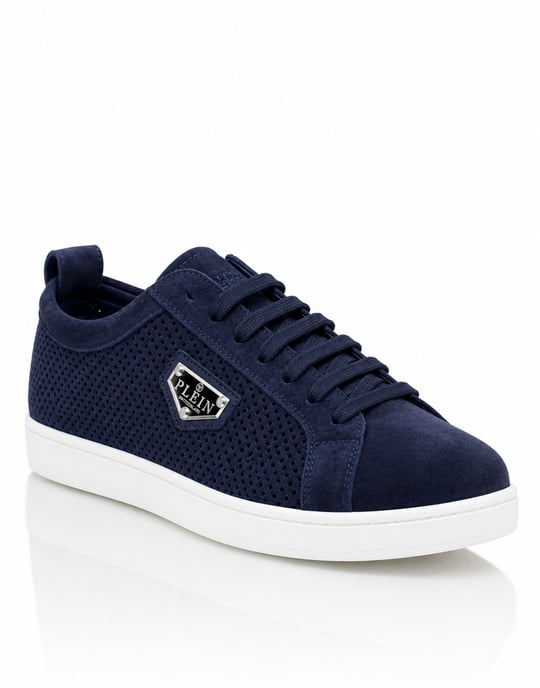 Perforated Suede Low-Top Sneakers - Image 1