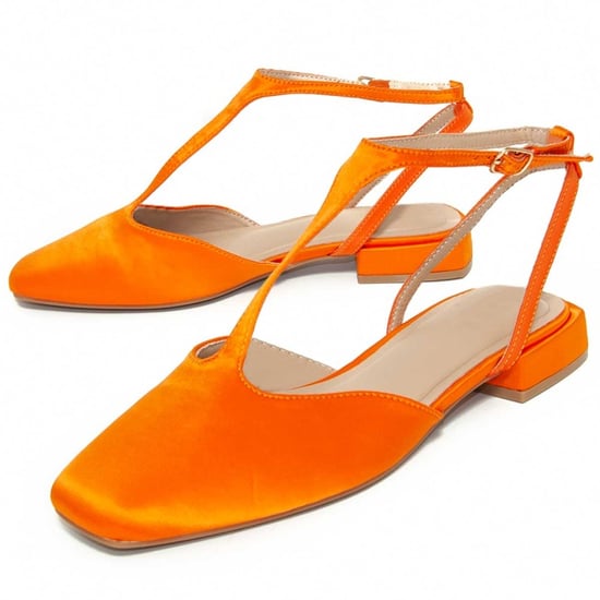 Montevita Ballerinas aus orangefarbenem Satin mit niedrigem Absatz - Image 1