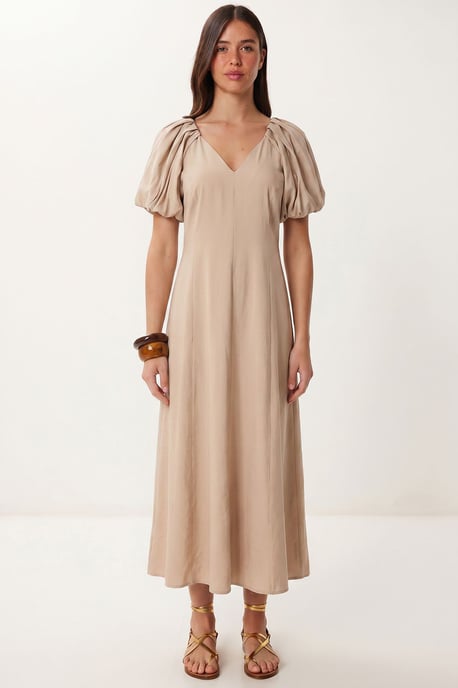Damen A-Linie Midi Kleid mit V-Ausschnitt - Image 2