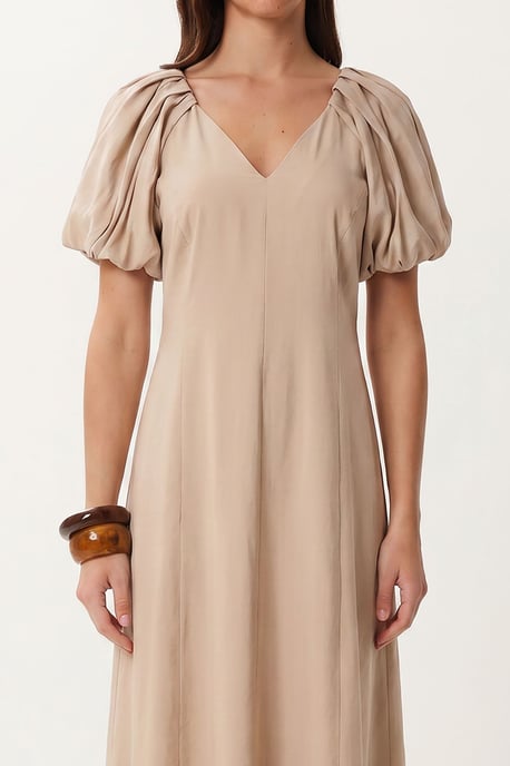 Damen A-Linie Midi Kleid mit V-Ausschnitt - Image 4