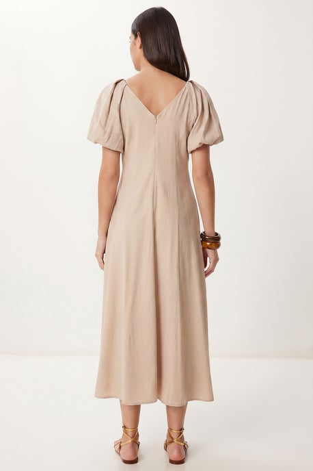 Damen A-Linie Midi Kleid mit V-Ausschnitt - Image 5