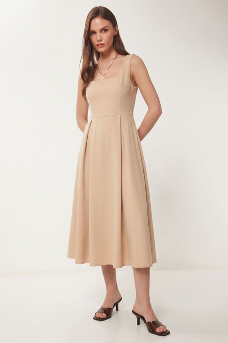 Kleid in A-Form mit Quadratkragen und Reißverschlussverschluss - Image 2